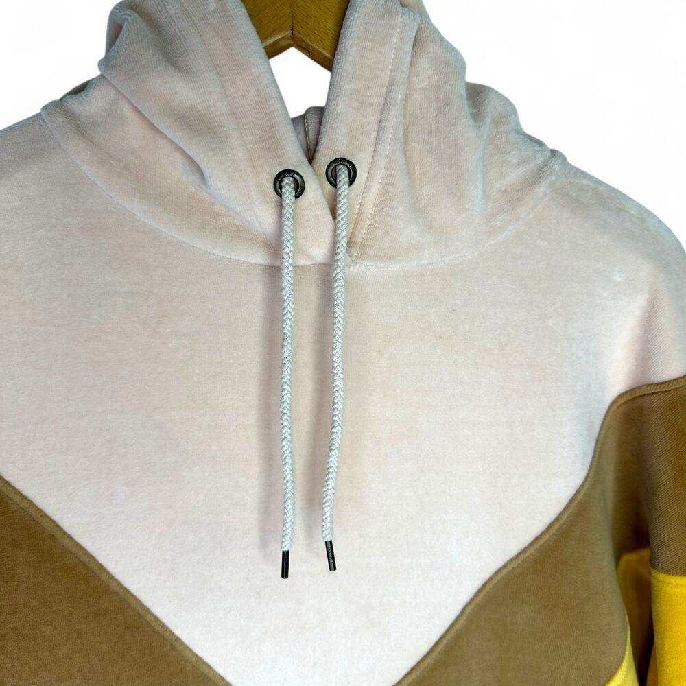 Roxy Women's Chasing Waves Velour Hoodie Size M Golden Glow Yellow Pink Tan V - Picture 4 of 15